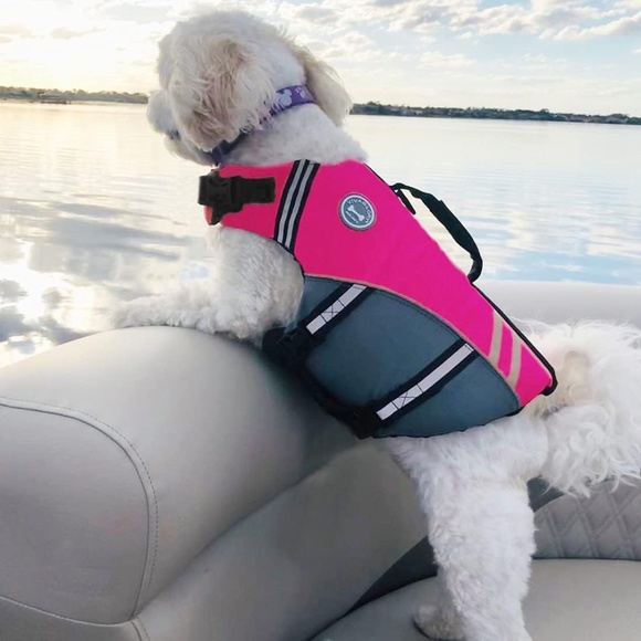 VIVAGLORY Sports Style Dog Life Jacket w Superior Buoyancy & Rescue Handle PINK - Picture 2 of 7